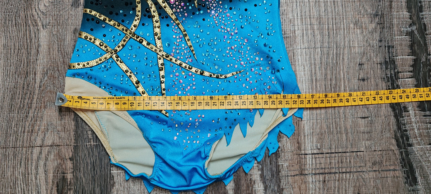 costume ginnastica ritmica blu nero