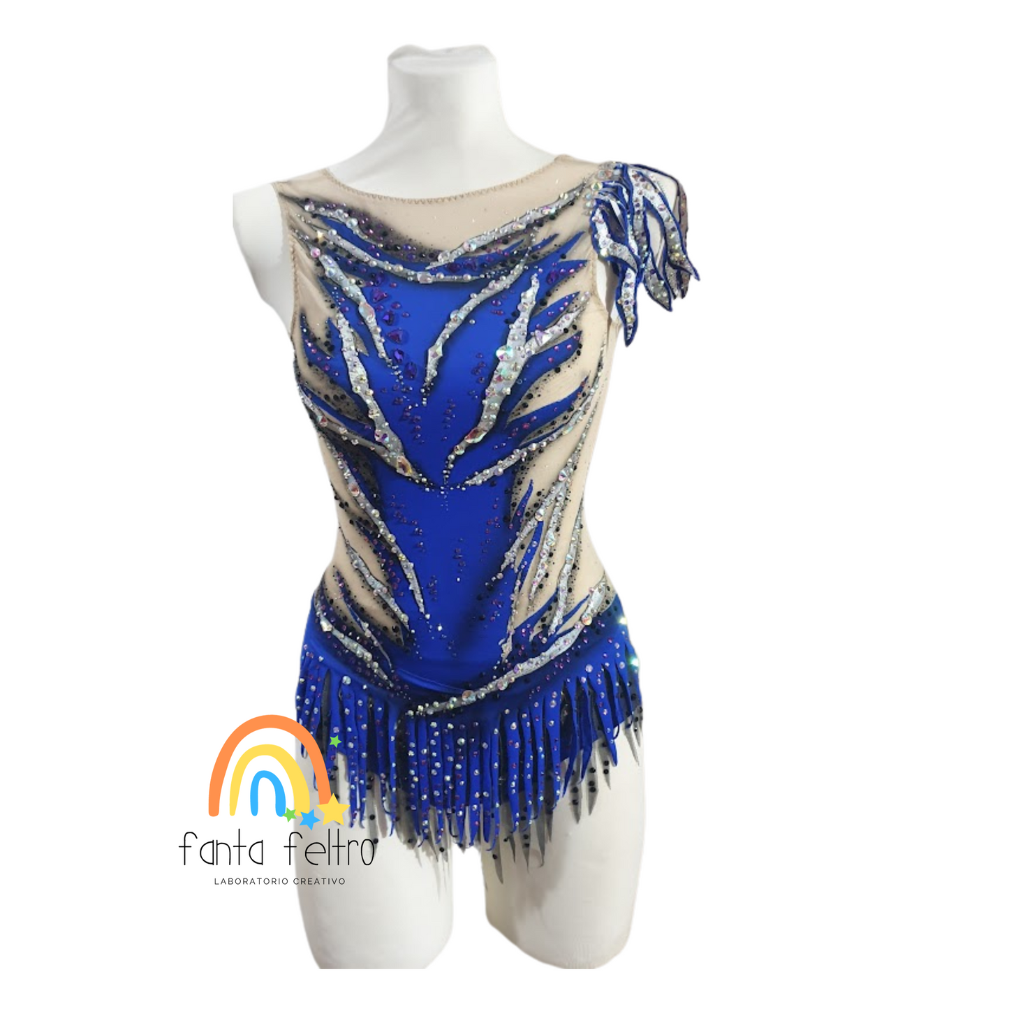 Body ginnastica ritmica blu per ginnasta altezza 148-158 cm – Fanta Feltro
