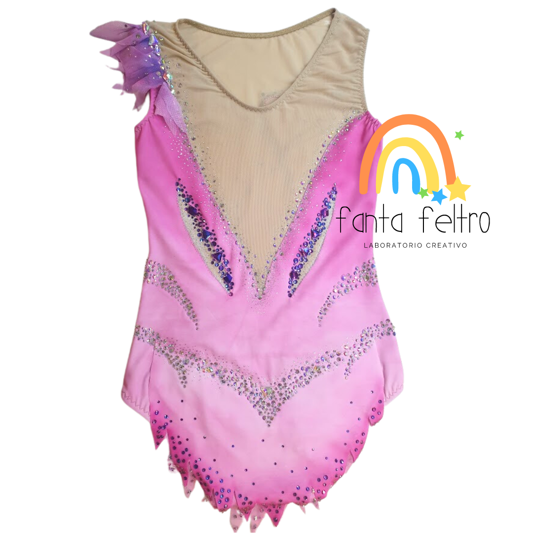 Body ginnastica ritmica sfumato rosa - personalizzabile – Fanta Feltro